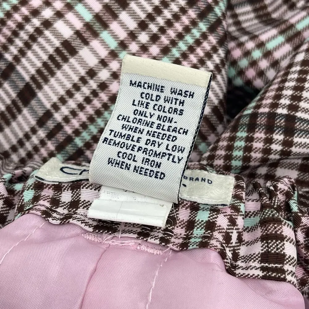 Cherokee Youth Sz L Pink Plaid Checkered Snow Ski Pants Adjustable Waist Girls - Picture 8 of 9